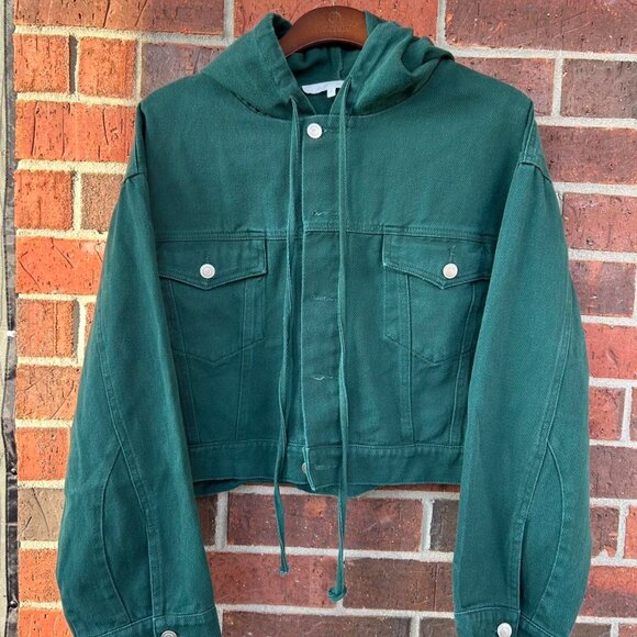 Éloquie Studios Forest Green Hooded Cropped Jacket - Picture 1 of 3
